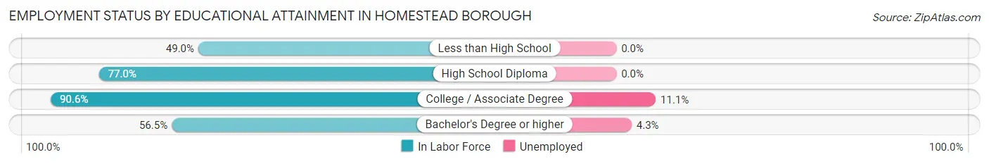 Employment Status by Educational Attainment in Homestead borough