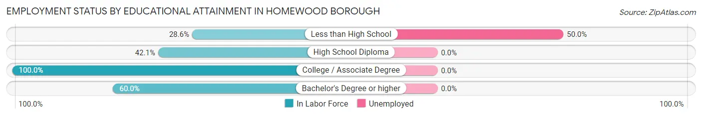 Employment Status by Educational Attainment in Homewood borough