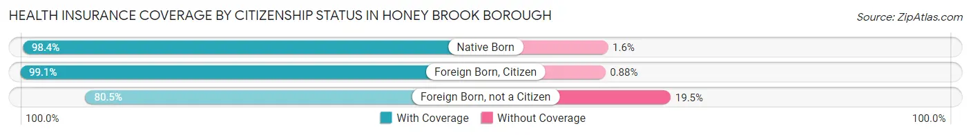 Health Insurance Coverage by Citizenship Status in Honey Brook borough