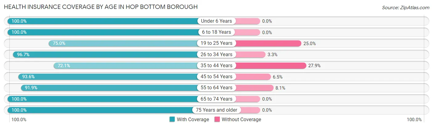 Health Insurance Coverage by Age in Hop Bottom borough