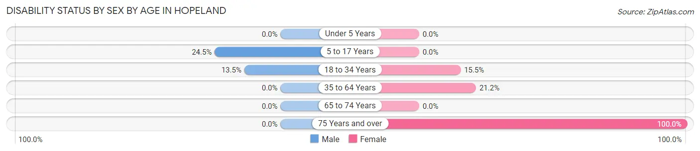 Disability Status by Sex by Age in Hopeland