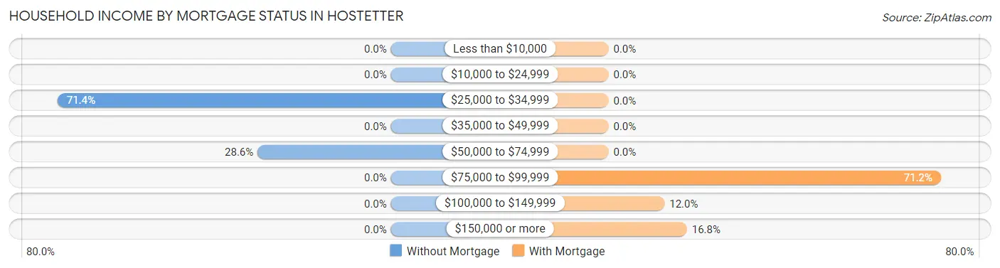 Household Income by Mortgage Status in Hostetter