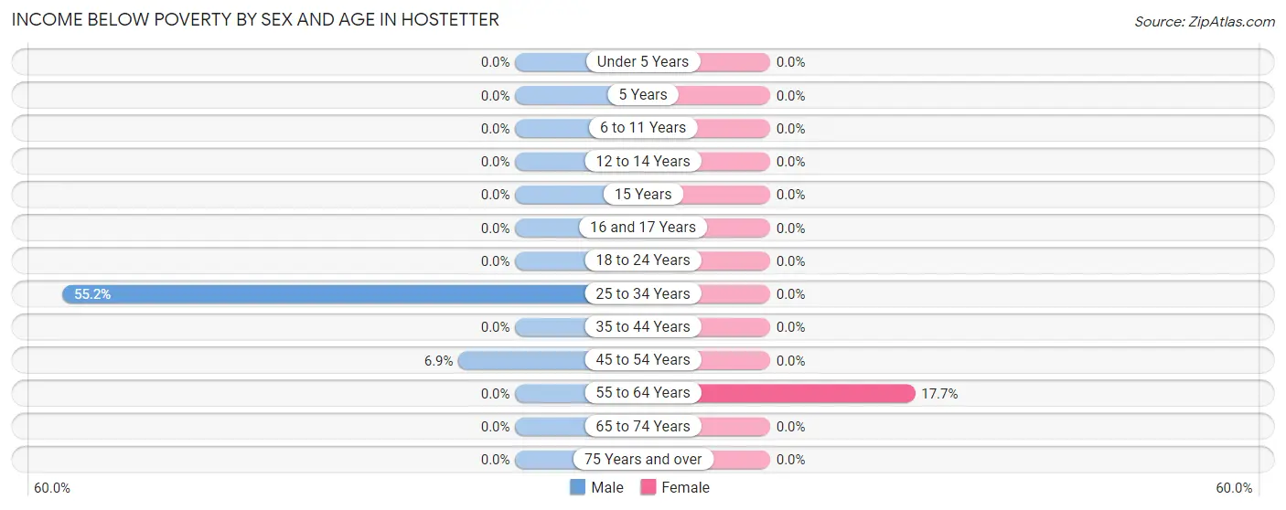 Income Below Poverty by Sex and Age in Hostetter