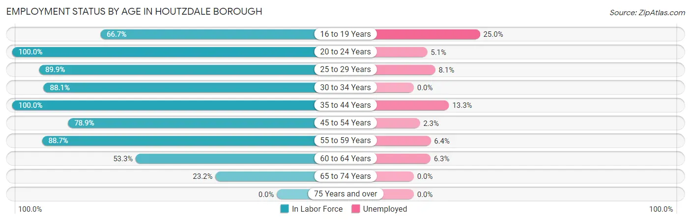 Employment Status by Age in Houtzdale borough