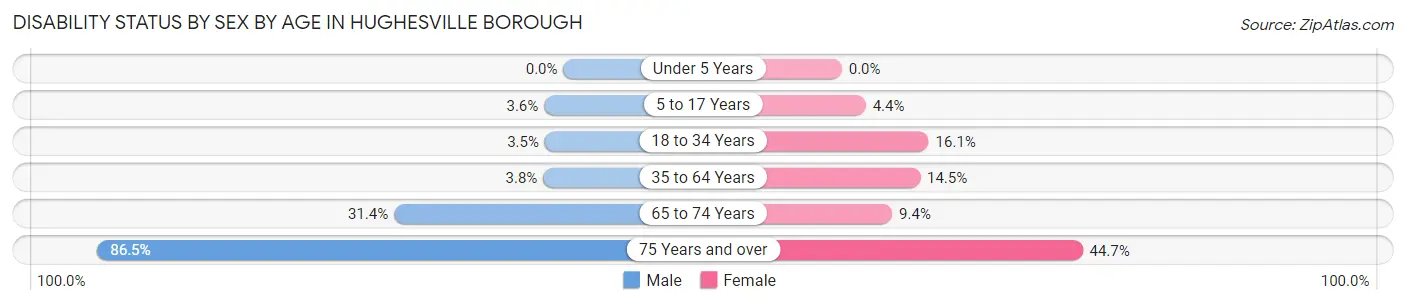 Disability Status by Sex by Age in Hughesville borough