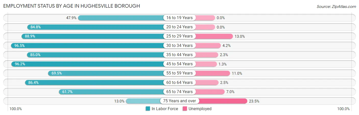 Employment Status by Age in Hughesville borough
