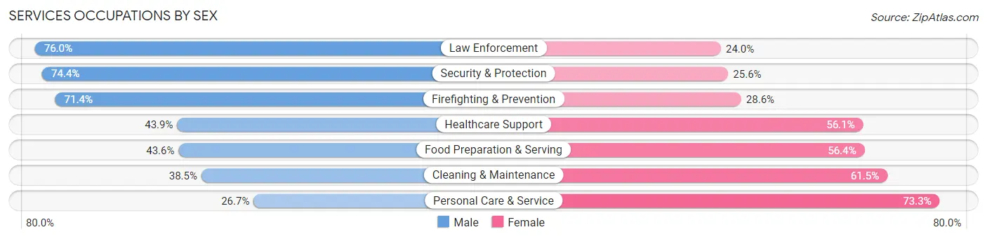 Services Occupations by Sex in Hughesville borough