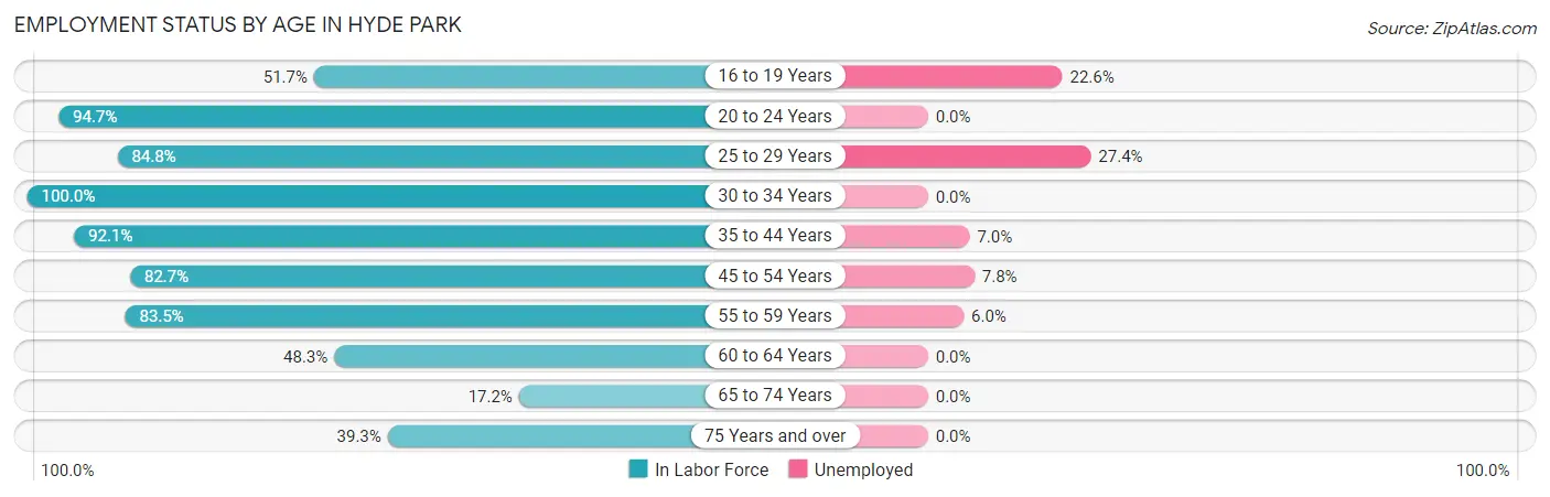 Employment Status by Age in Hyde Park