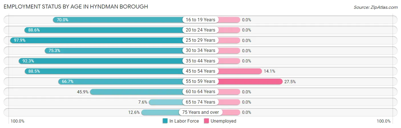 Employment Status by Age in Hyndman borough