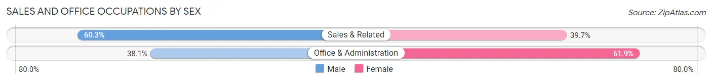 Sales and Office Occupations by Sex in Hyndman borough