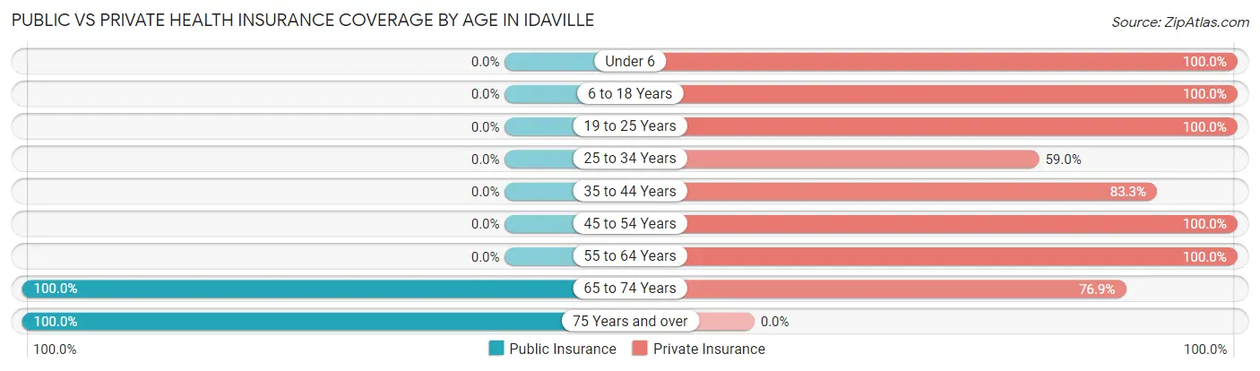 Public vs Private Health Insurance Coverage by Age in Idaville