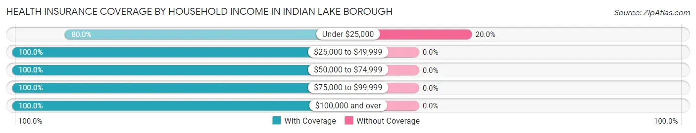 Health Insurance Coverage by Household Income in Indian Lake borough