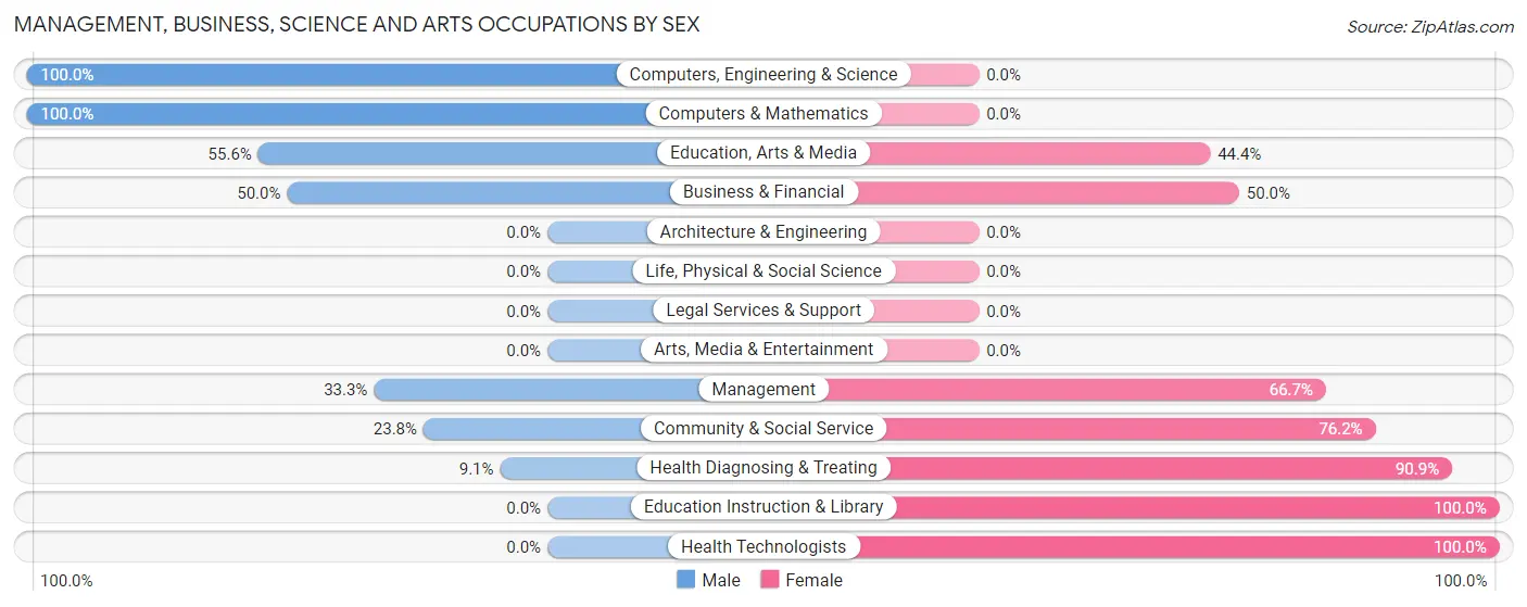 Management, Business, Science and Arts Occupations by Sex in Irvona borough