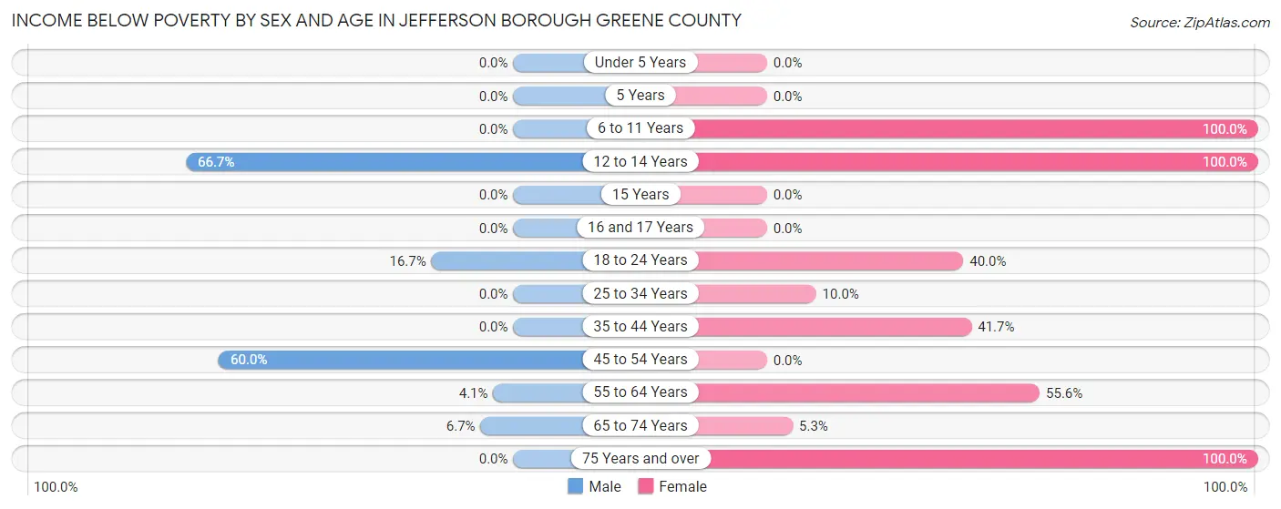 Income Below Poverty by Sex and Age in Jefferson borough Greene County