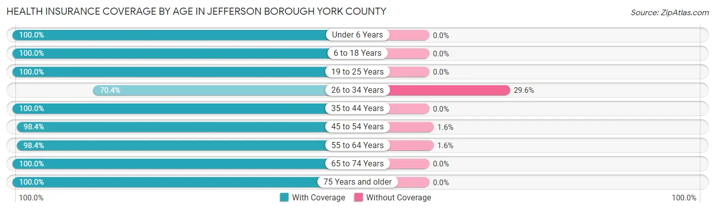 Health Insurance Coverage by Age in Jefferson borough York County