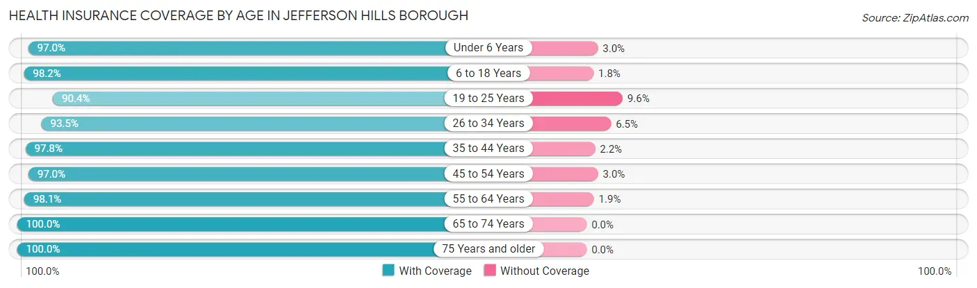 Health Insurance Coverage by Age in Jefferson Hills borough
