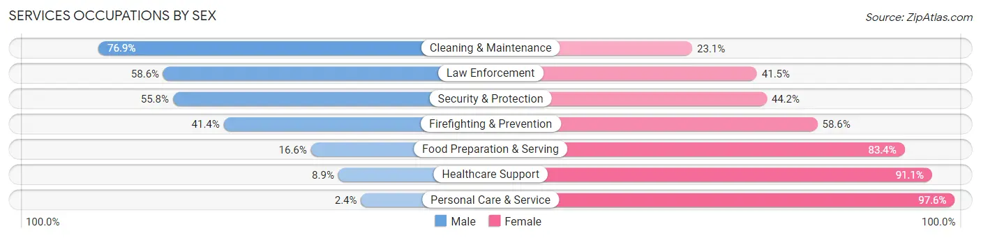 Services Occupations by Sex in Jefferson Hills borough