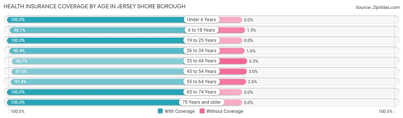 Health Insurance Coverage by Age in Jersey Shore borough