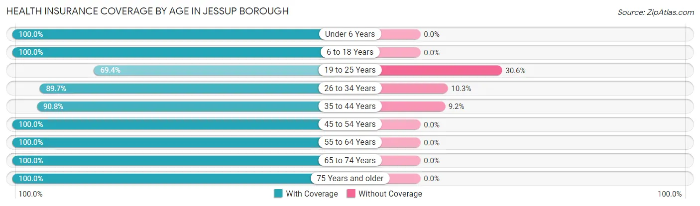 Health Insurance Coverage by Age in Jessup borough