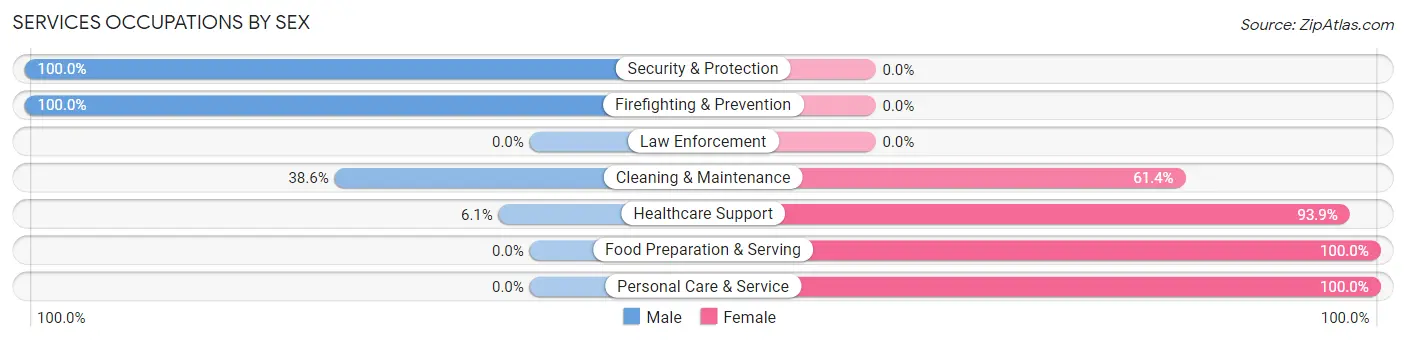 Services Occupations by Sex in Jim Thorpe borough