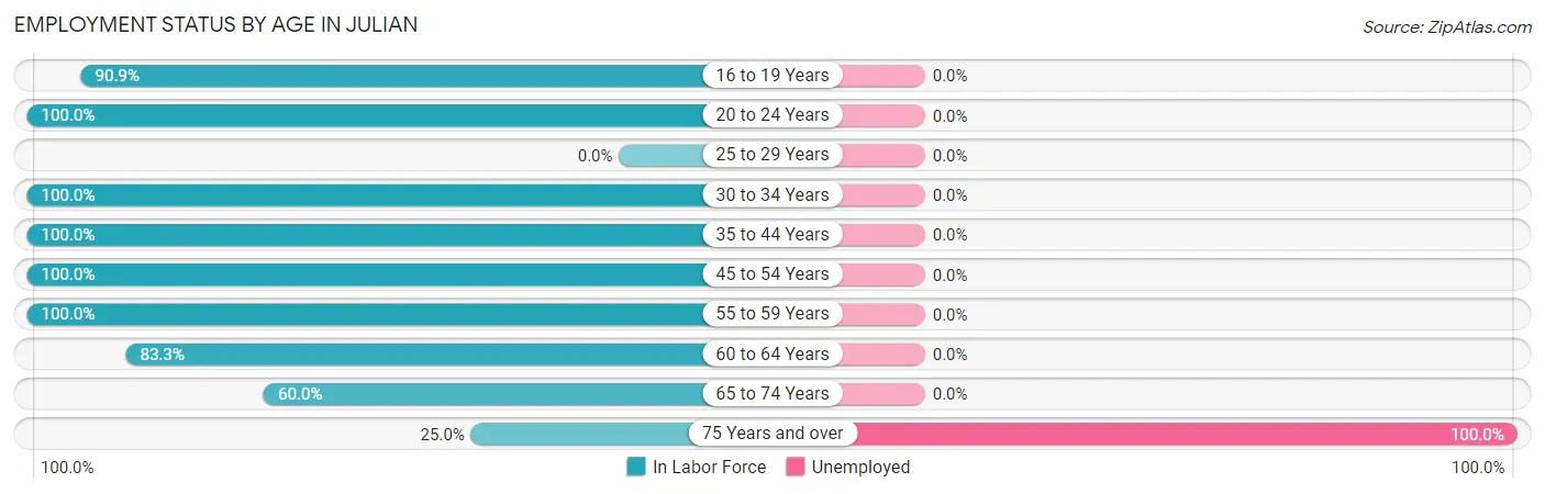 Employment Status by Age in Julian