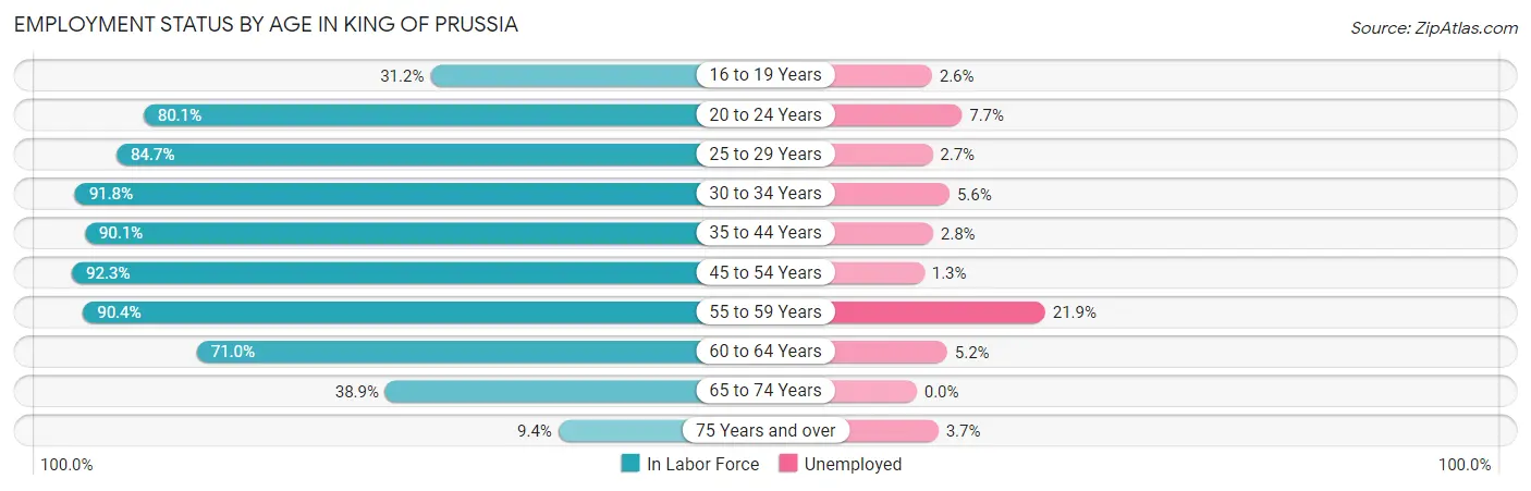 Employment Status by Age in King Of Prussia