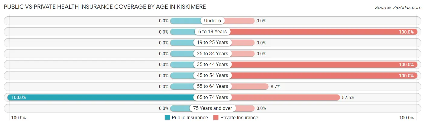 Public vs Private Health Insurance Coverage by Age in Kiskimere