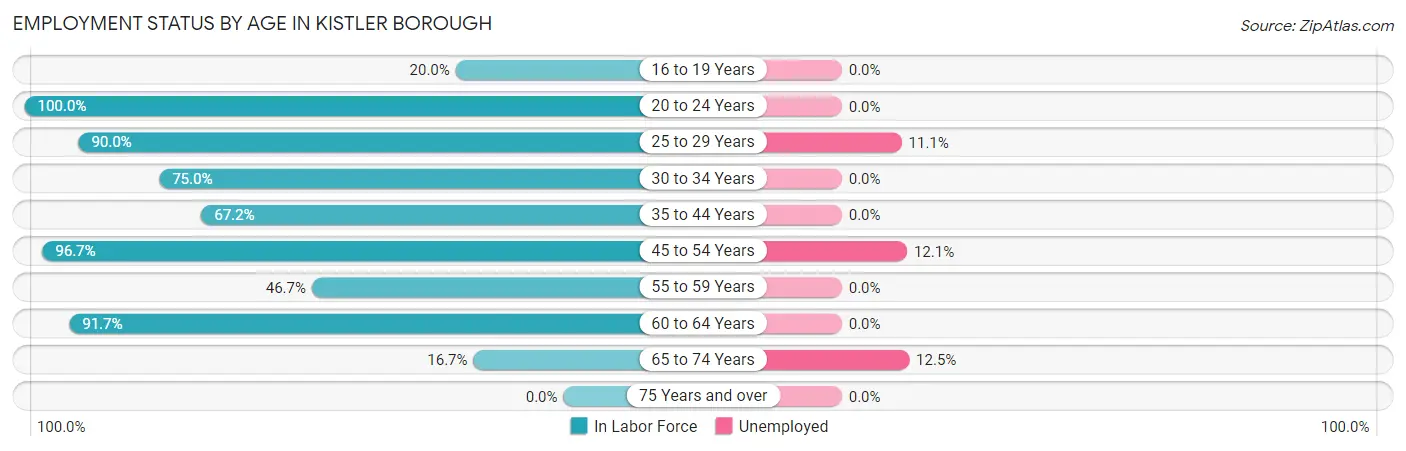 Employment Status by Age in Kistler borough