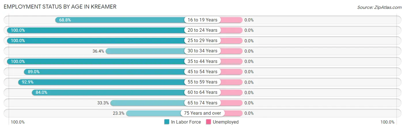 Employment Status by Age in Kreamer