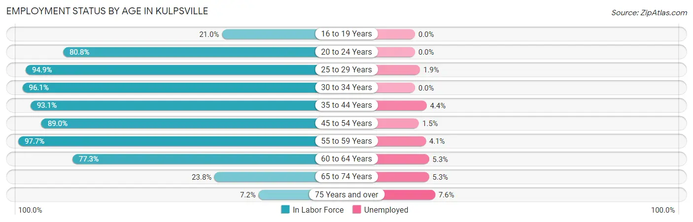 Employment Status by Age in Kulpsville