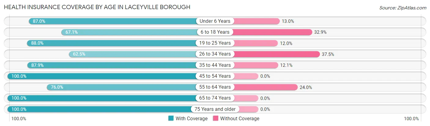 Health Insurance Coverage by Age in Laceyville borough