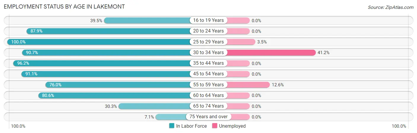 Employment Status by Age in Lakemont
