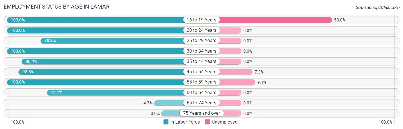 Employment Status by Age in Lamar