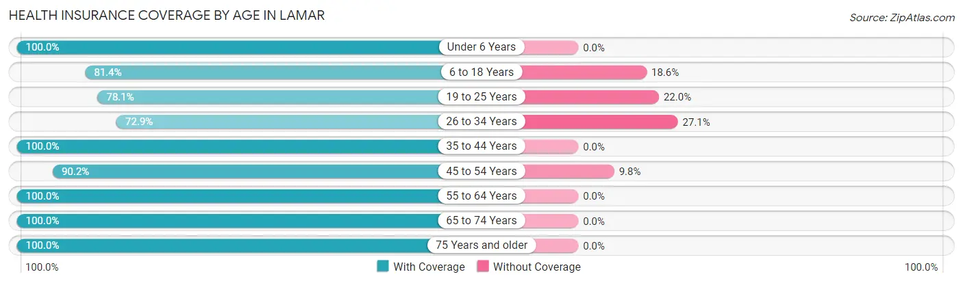 Health Insurance Coverage by Age in Lamar