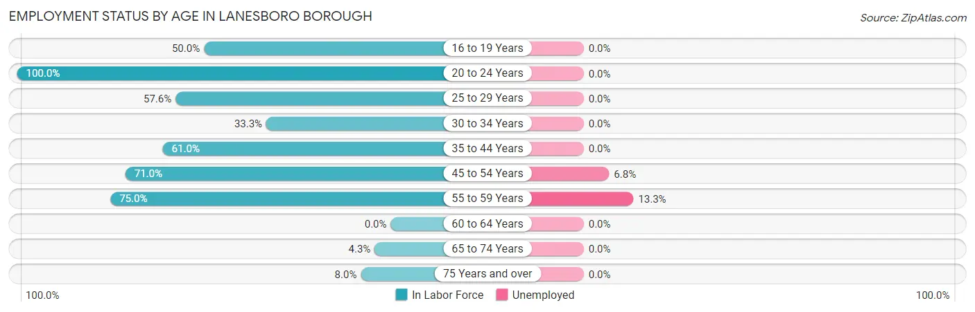 Employment Status by Age in Lanesboro borough