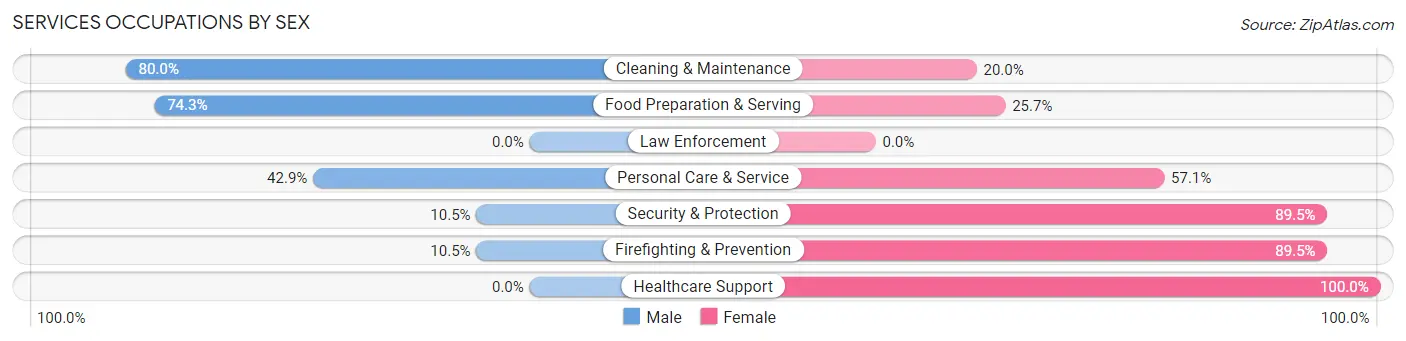 Services Occupations by Sex in Langhorne Manor borough