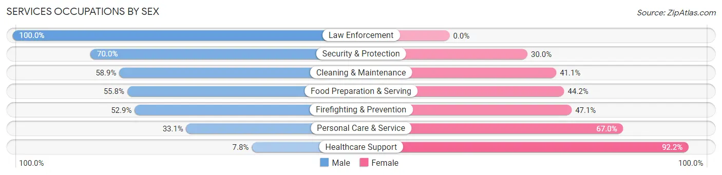 Services Occupations by Sex in Lansdale borough