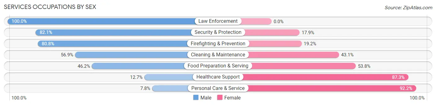 Services Occupations by Sex in Lansdowne borough