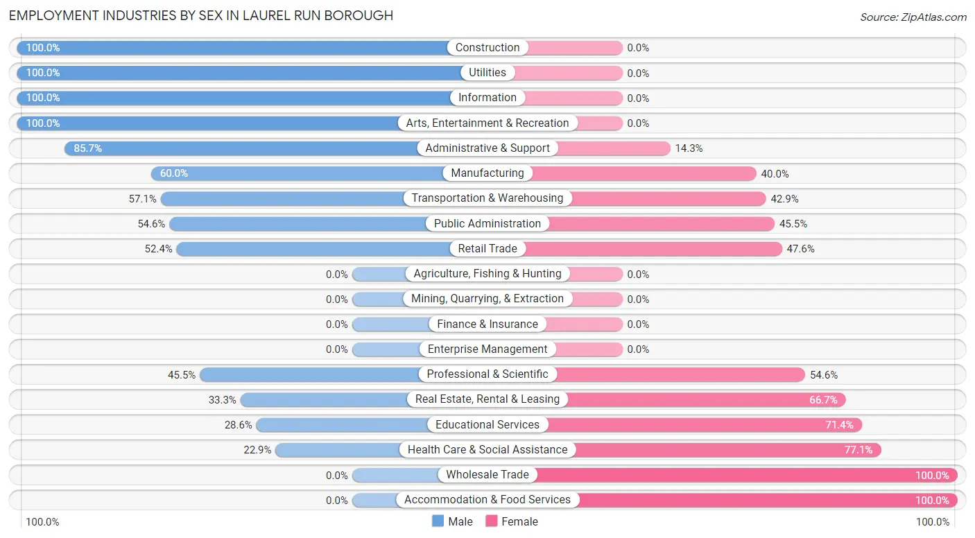 Employment Industries by Sex in Laurel Run borough