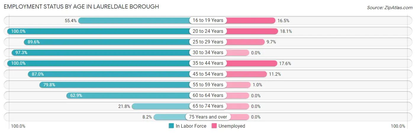 Employment Status by Age in Laureldale borough