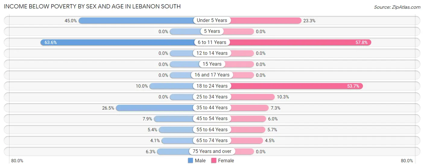 Income Below Poverty by Sex and Age in Lebanon South