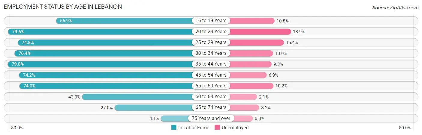 Employment Status by Age in Lebanon