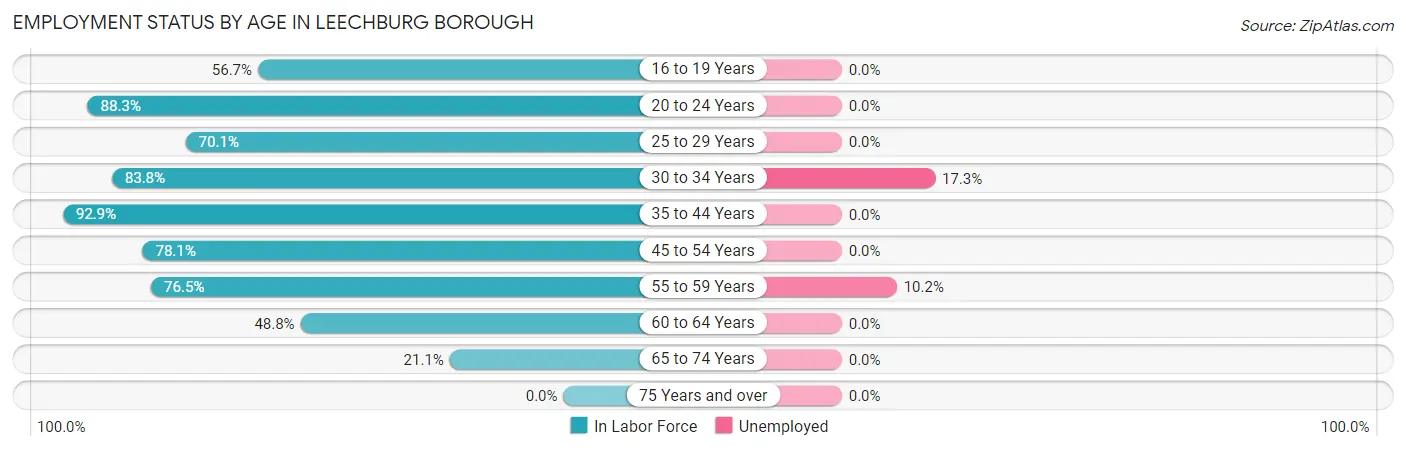 Employment Status by Age in Leechburg borough