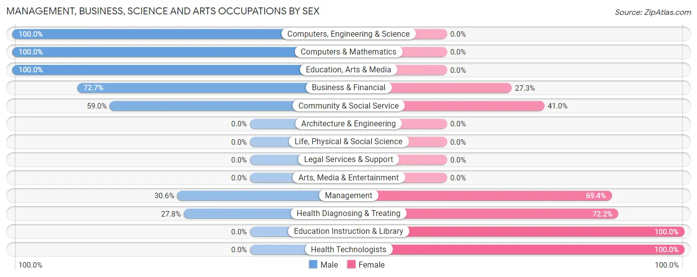 Management, Business, Science and Arts Occupations by Sex in Leechburg borough