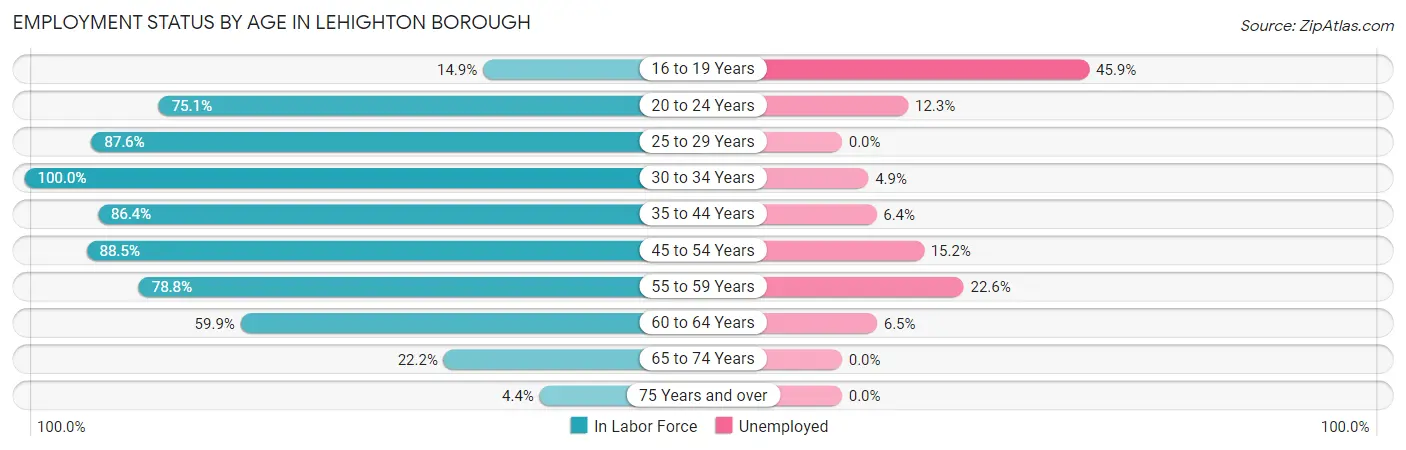 Employment Status by Age in Lehighton borough