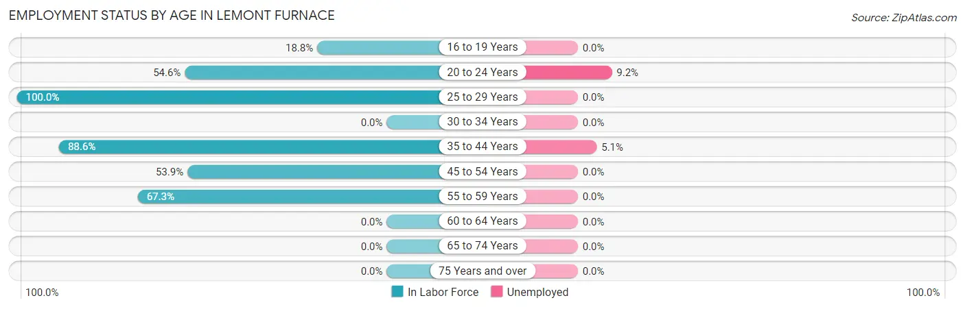Employment Status by Age in Lemont Furnace