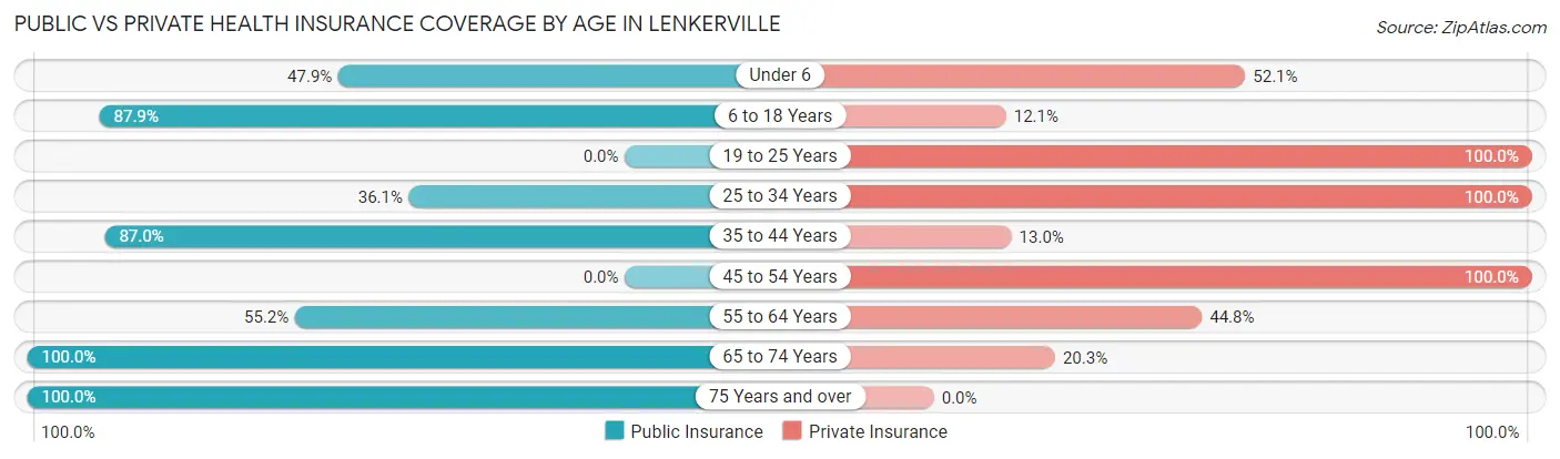 Public vs Private Health Insurance Coverage by Age in Lenkerville