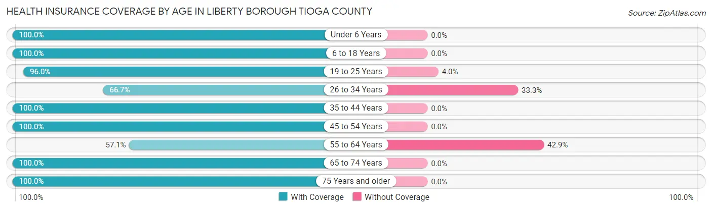 Health Insurance Coverage by Age in Liberty borough Tioga County