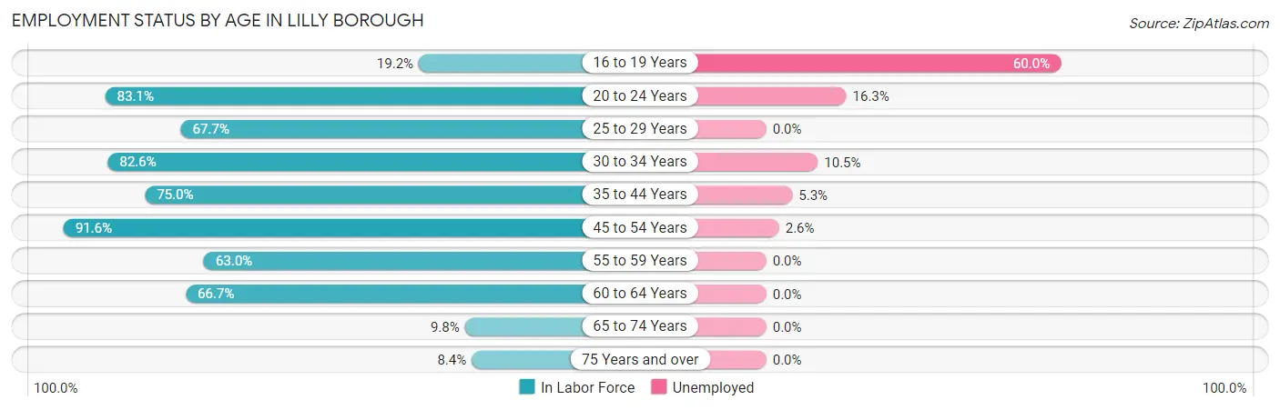 Employment Status by Age in Lilly borough
