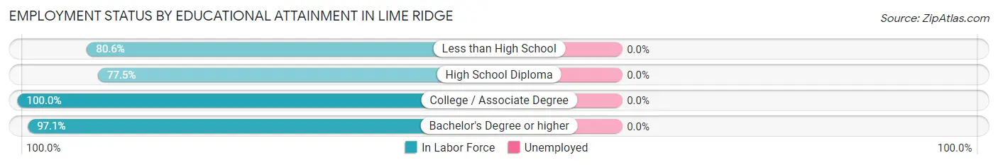 Employment Status by Educational Attainment in Lime Ridge